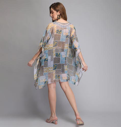 Women Multicoloured Ethnic Motifs Chiffon Maternity Kaftan Dress